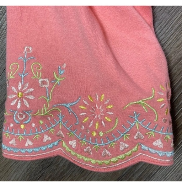 Quacker Factory 3X Shirt Top Peach Embellished Floral Embroidered 3/4 Sleeve - Picture 8 of 8